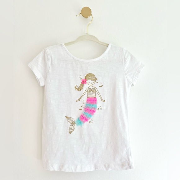 ⚡️4/$20⚡️Carter's White Mermaid Graphic Tee w/ Pink & Blue Tulle Kids Girls 3T - Picture 5 of 5